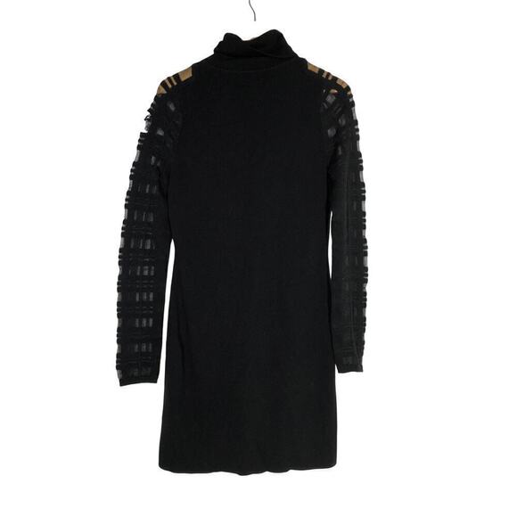 Esteban Cortazar Dress Sheer Lattice Sleeve Knit Turtleneck Sheath Mini Black XL - Picture 5 of 12